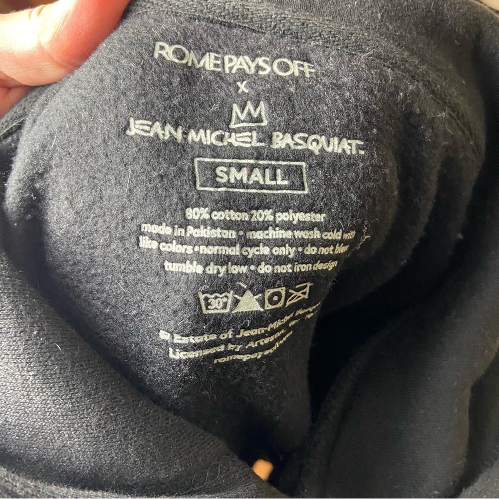 Rome Pays Off x Jean-Michel Basquiat Hoodie Small Streetwear Graffiti Art Hype - Picture 4 of 4